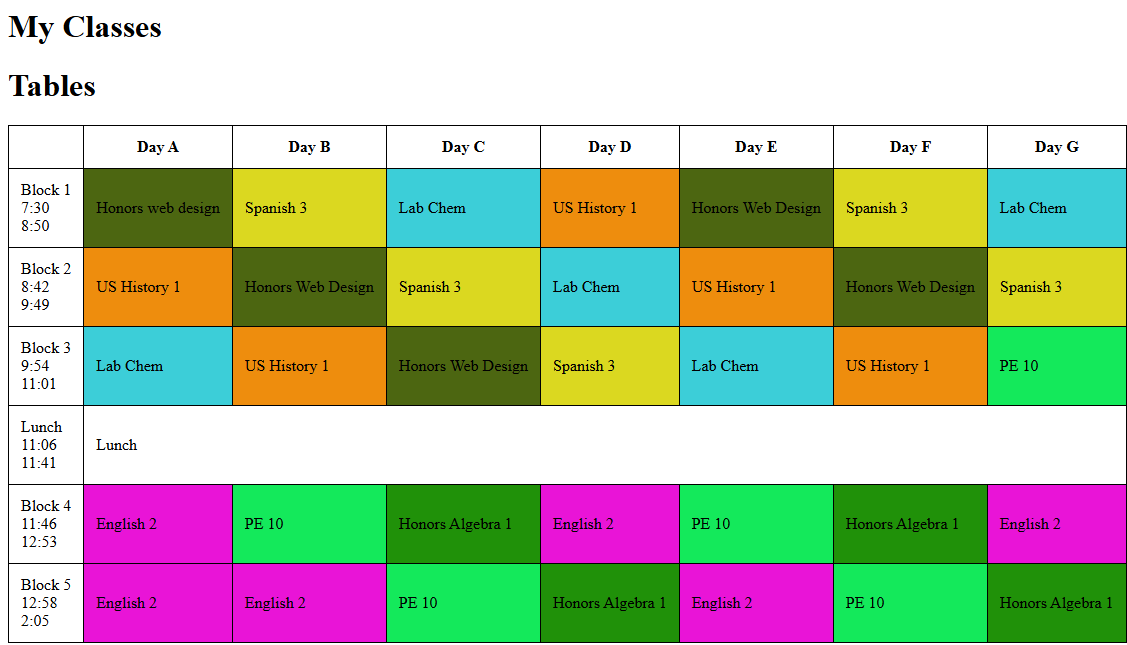 School Schedule Project